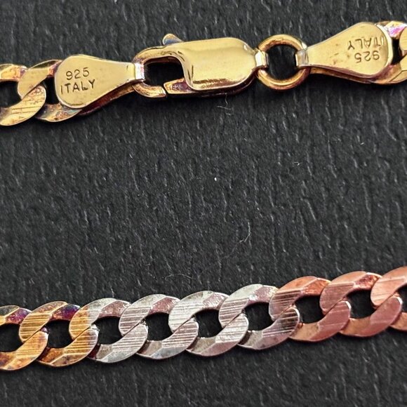 925 Sterling Silver Tri-Color Miami Cuban Link Chain Necklace--NEW - Picture 4 of 11